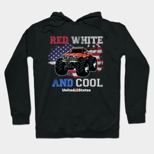 Monster Truck USA Red White and Cool Hoodie